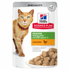Hills Science Plan Feline Mature Adult 7+ Senior Vitality Huhn Frischebeutel Für Katzen 12 X 85 G Huhn Frischebeutel